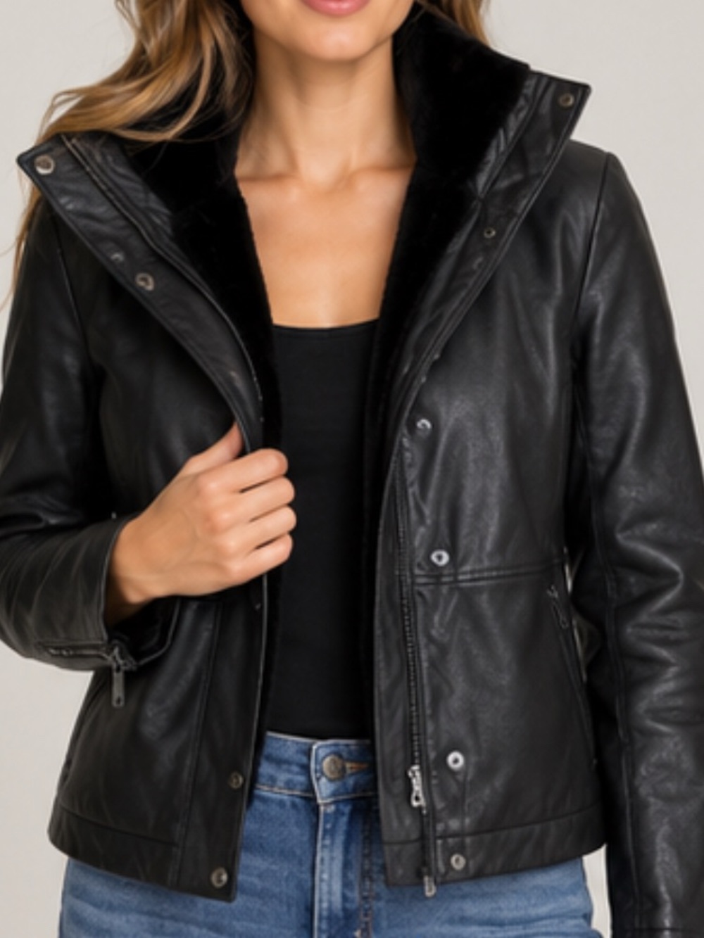 Joe’s Jeans Black genuine leather jacket size M